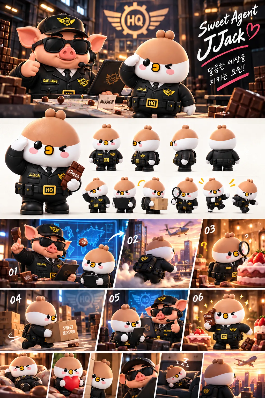 JJack agent profile — character and mission scenes